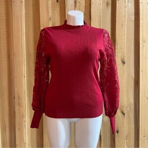 Sioni Milano Women’s Red Ribbed Turtleneck Sweater Size XL
